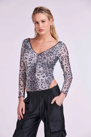 4GIVENESS BODY MANICA LUNGA CON ARRICCIO IN TULLE ELASTICO