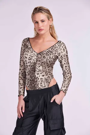4GIVENESS BODY MANICA LUNGA CON ARRICCIO IN TULLE ELASTICO