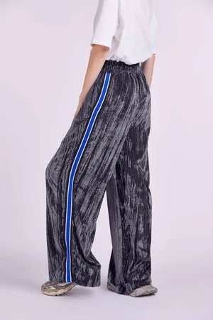4GIVENESS PANTALONE PALAZZO CON BANDE CON LOGO "4GVS"