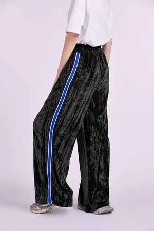 4GIVENESS PANTALONE PALAZZO CON BANDE CON LOGO "4GVS"