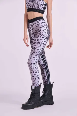 4GIVENESS LEGGINGS IN LYCRA CON BANDE LEOPARD ELASTICO LOGO