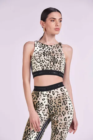 4GIVENESS TOP LYCRA LEOPARD CON BANDE E ELATICO LOGO