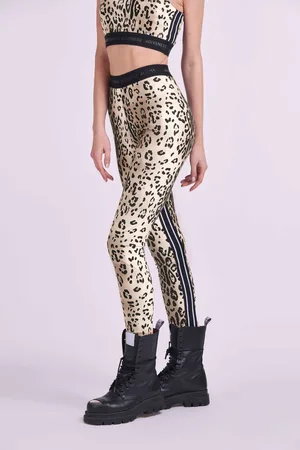 4GIVENESS LEGGINGS IN LYCRA CON BANDE LEOPARD ELASTICO LOGO