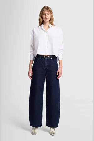 7 for all Mankind Bonnie Curvilinear Bella With Raw CutWide Leg Jeansblu scuro