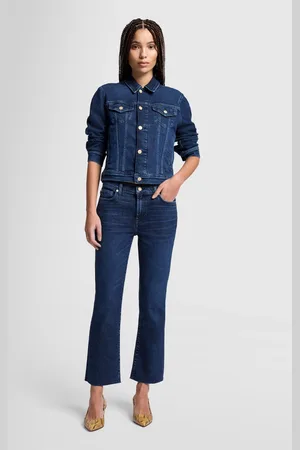 7 for all Mankind Daisy Ankle Boot Luxe Vintage Paradise Cove With Raw CutJeans Bootcutblu scuro