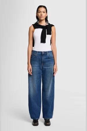 7 for all Mankind Bonnie Curvilinear Topic With Outseam ZipWide Leg Jeansblu medio