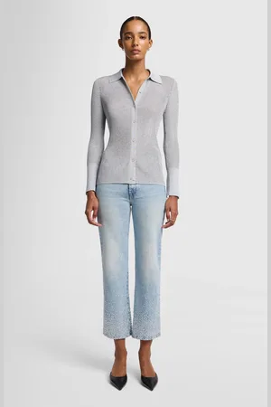 7 for all Mankind Logan Stovepipe Juicy With Faded CrystalsJeans Straightblu chiaro