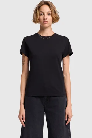 7 for all Mankind Ss Basic Tee Cotton Blend BlackT-shirt Manica cortanero