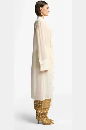 7 for all Mankind Ruffle Dress Silk Solitary StarVestitoecru
