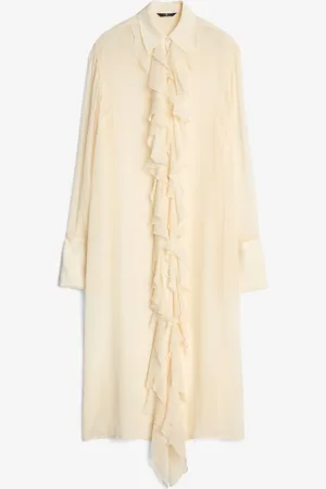 7 for all Mankind Ruffle Dress Silk Solitary StarVestitoecru
