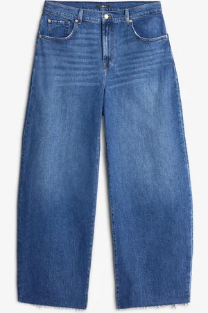 7 for all Mankind Bonnie Curvilinear Santa Cruz With Raw CutWide Leg Jeansblu medio