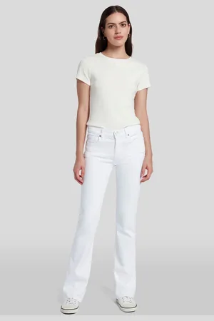 7 for all Mankind Bootcut Tailorless Pure White With Distressed HemJeans Bootcutbianco