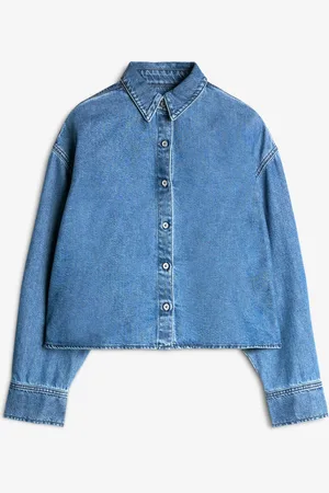 7 for all Mankind Nina Cropped Shirt HiloCamiciablu medio