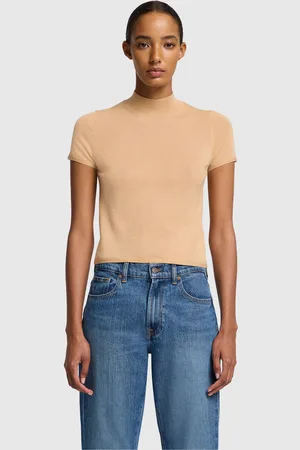 7 for all Mankind Ss Mock Neck Sweater Cashmere PorciniMaglionebeige