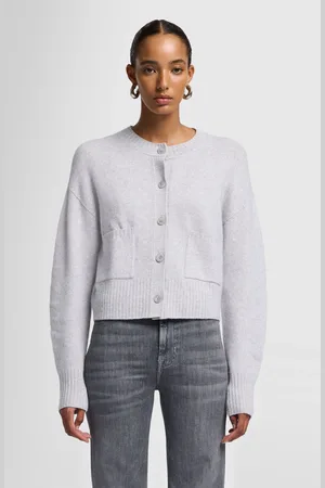 7 for all Mankind Classic Cardigan Cashmere Blend White SandCardigangrigio