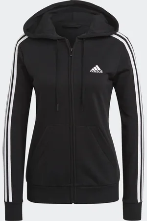 adidas Felpa con cappuccio Essentials French Terry 3-Stripes Full-Zip