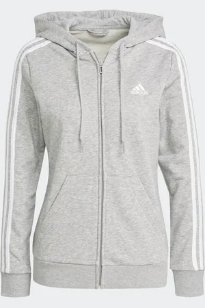 adidas Felpa con cappuccio Essentials French Terry 3-Stripes Full-Zip