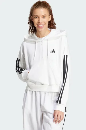adidas Felpa con cappuccio Essentials 3-Stripes French Terry Quarter-Zip