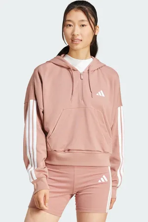 adidas Felpa con cappuccio Essentials 3-Stripes French Terry Quarter-Zip