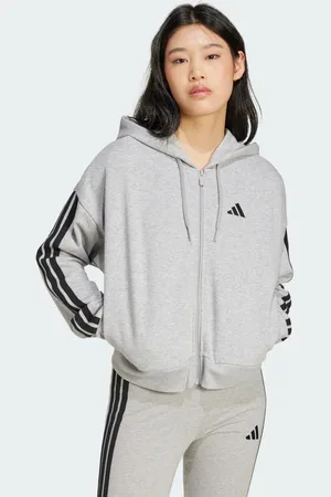adidas Felpa con cappuccio Essentials 3-Stripes French Terry Full-Zip