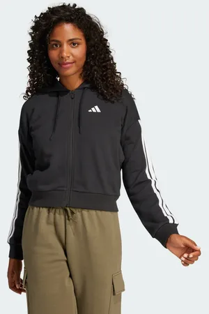 adidas Felpa con cappuccio Essentials 3-Stripes French Terry Full-Zip