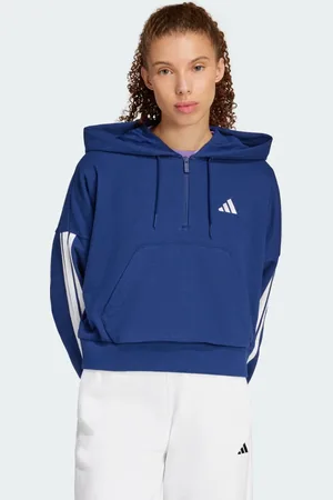 adidas Felpa con cappuccio Essentials 3-Stripes French Terry Quarter-Zip