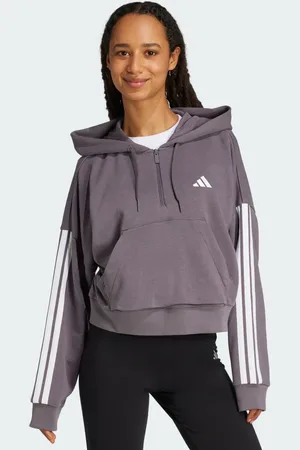 adidas Felpa con cappuccio Essentials 3-Stripes French Terry Quarter-Zip