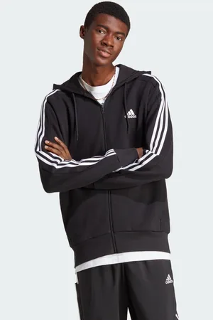 adidas Felpa con cappuccio Essentials French Terry 3-Stripes Full-Zip