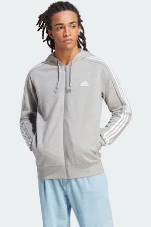 adidas Felpa con cappuccio Essentials French Terry 3-Stripes Full-Zip