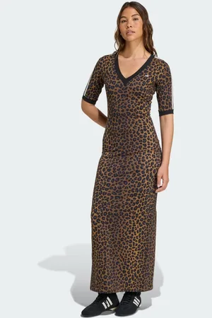 adidas Abito Leopard V-Neck Maxi