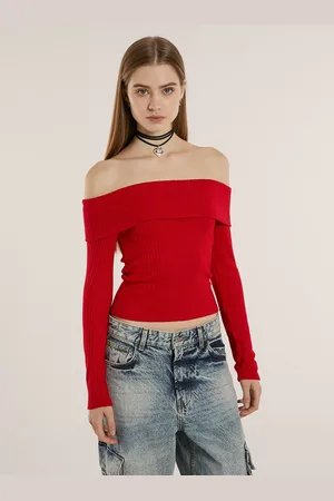 Alcott Pullover con scollo bardot a coste