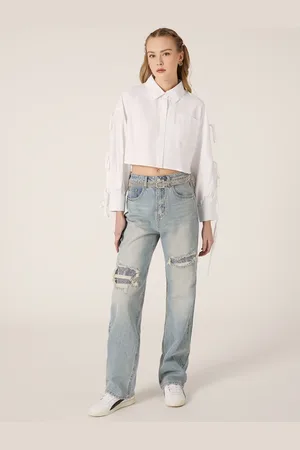 Alcott Jeans straight fit con cintura in strass