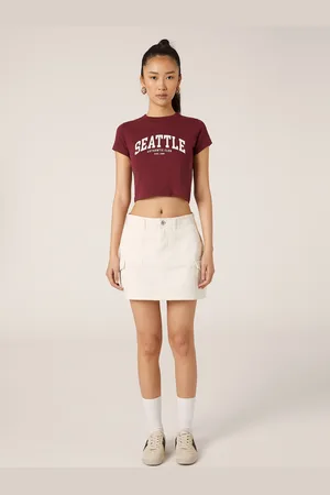 Alcott Maglietta cropped con stampa college