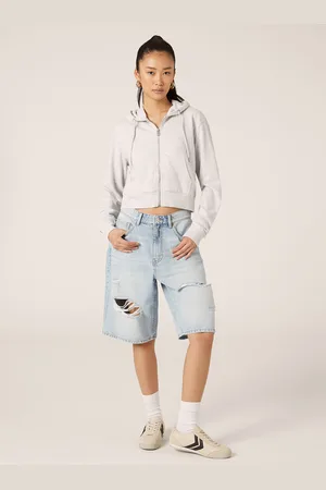 Alcott Felpa cropped con zip e cappuccio
