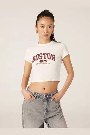Alcott Maglietta cropped con stampa college