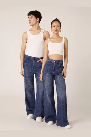 Alcott Jeans straight high rise con strass