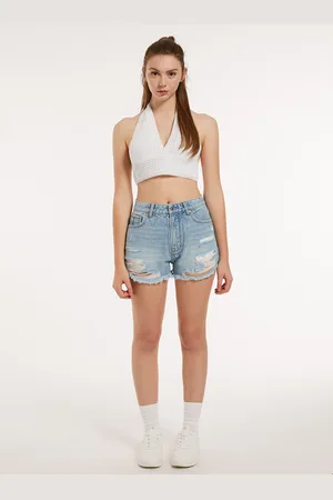 Alcott Shorts in denim con rotture