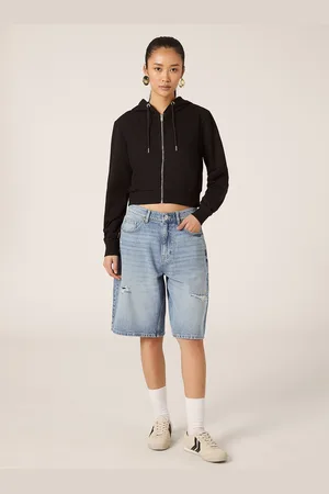 Alcott Felpa cropped con zip e cappuccio