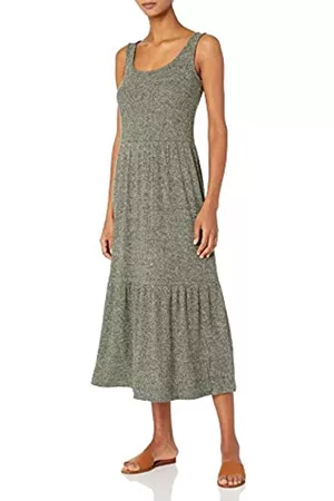 Daily Ritual Cozy Knit-Vestito da Canotta a Coste Dresses, Olive Marl, US XL