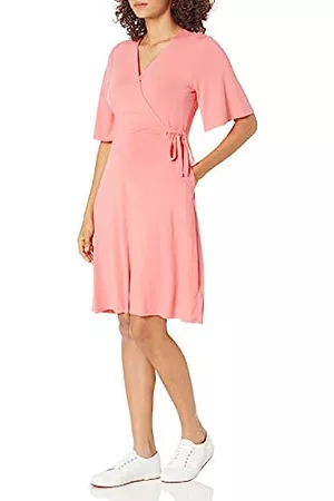 Amazon Donna Vestiti estivi - Kimono-Vestito Avvolgente Dresses, Corallo Luminoso, US XXL