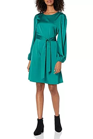 The Drop Vestito da Donna, Elasticizzato in Seta con Cintura, Turchese, di @shopdandy, S