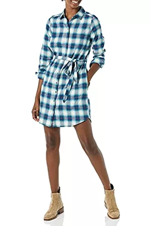 Goodthreads Donna Vestiti casual - Brushed Flannel Shirt Dress Vestito, Tartan sfumato, XXL