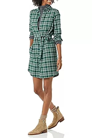 Goodthreads Brushed Flannel Shirt Dress Dresses, Plaid lineare Scuro, L