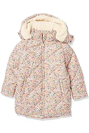 Amazon Bambina Cappotti - Cappotto di Piumino Imbottito Lungo Bambine e Ragazze, Rosa, Floreale, 5 Anni