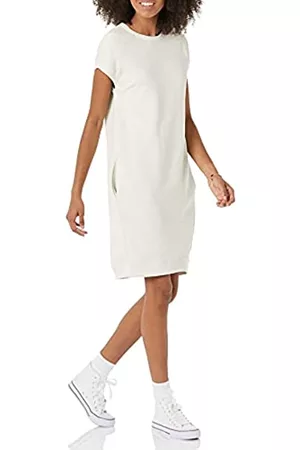 Goodthreads Donna Vestiti casual - Modal Fleece Short-Sleeve Cocoon Dress with Pockets Vestito, Crema, XL