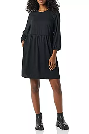 Amazon Satin Georgette 3/4 Sleeve Crew Neck Mini Dress Vestito, Bellezza Nera, XXL