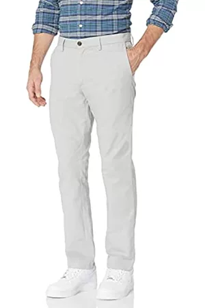 Amazon Essentials Slim-Fit Wrinkle-Resistant Flat-Front Chino Pant Pantaloni Casual, Light Grey, 35W / 34L