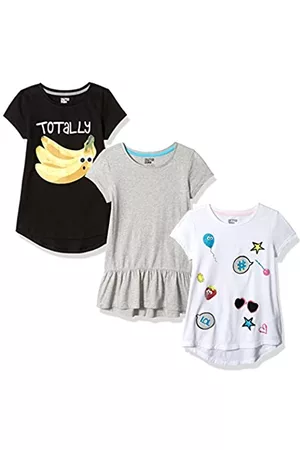 Spotted Zebra Girl's 3-Pack Short Sleeve Tunic Camicia, Totally Bananas, 4 Anni Bambina