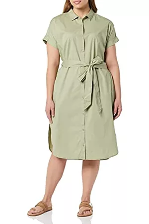 Amazon Short Sleeve Button Front Belted Shirt Dress Vestito, Salvia Chiaro, XXL