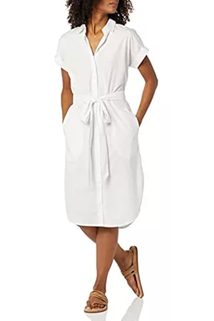 Amazon Essentials Vestiti casual - Short Sleeve Button Front Belted Shirt Dress Vestito, , XL